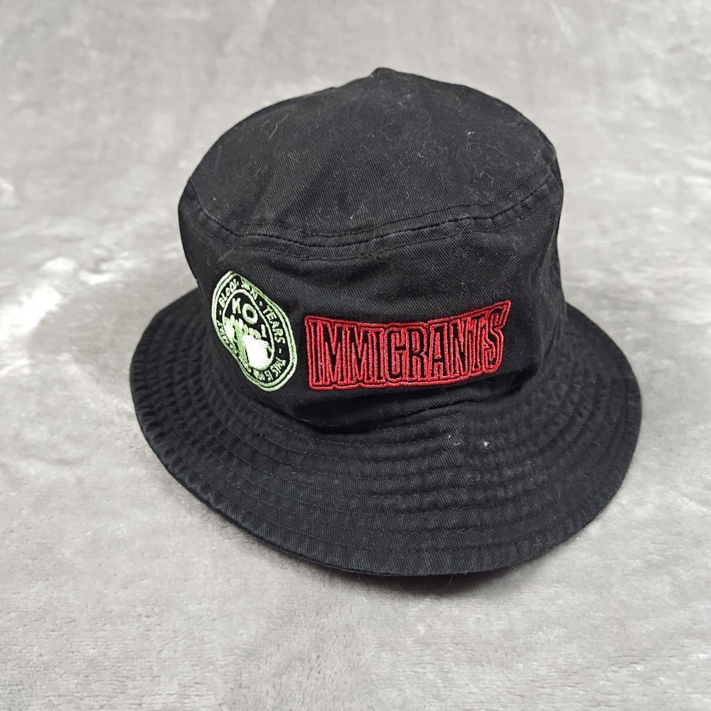 Kids Of Immigrants Bucket Hat Mens Black Embroidered Tiger Streetwear Cotton